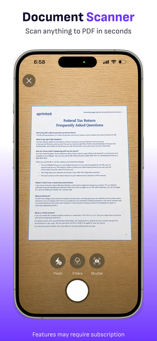 ScanFile detecting the edges of a paper document on iPhone