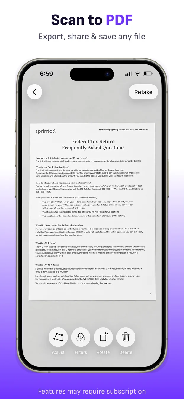 A cleaned multipage document ready to export from ScanFile